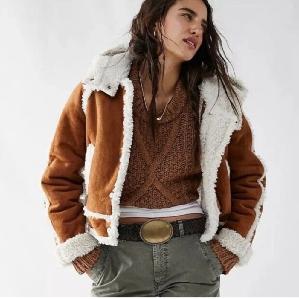 SOLD - Free People We The Free Vegan Exchange Shearling Jacket Coat XS BNWT - Picture 1 of 14